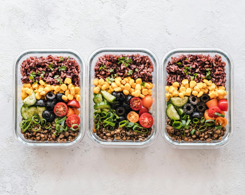 three meal prep meals